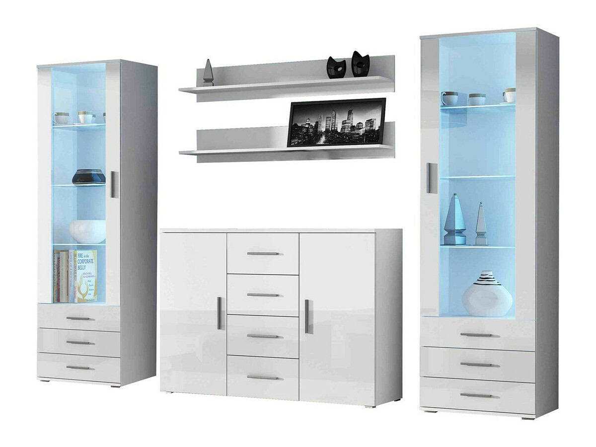 Woonkamerset Tornola 112 (Wit + Glanzend wit)