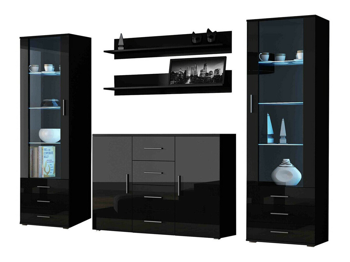 Woonkamerset Tornola 112 (Zwart + Glanzend zwart)