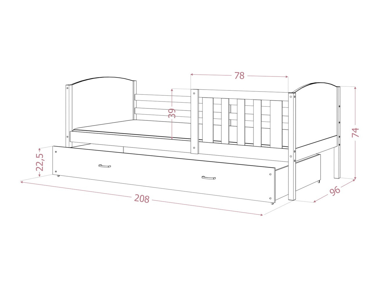 Bed Aurora 131 (Grijs)