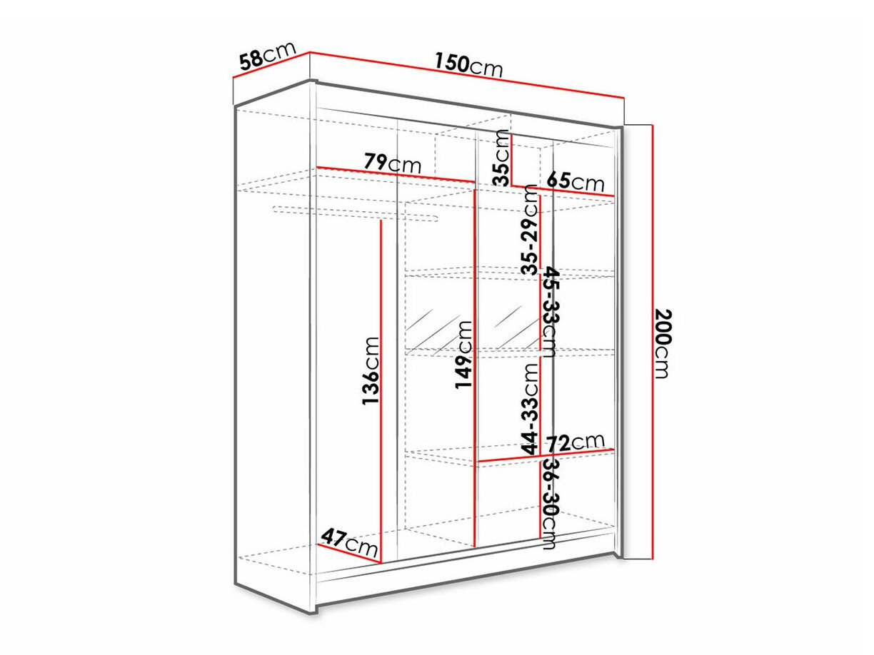 Kledingkast Closico 141 (Zwart + Artisan eiken)