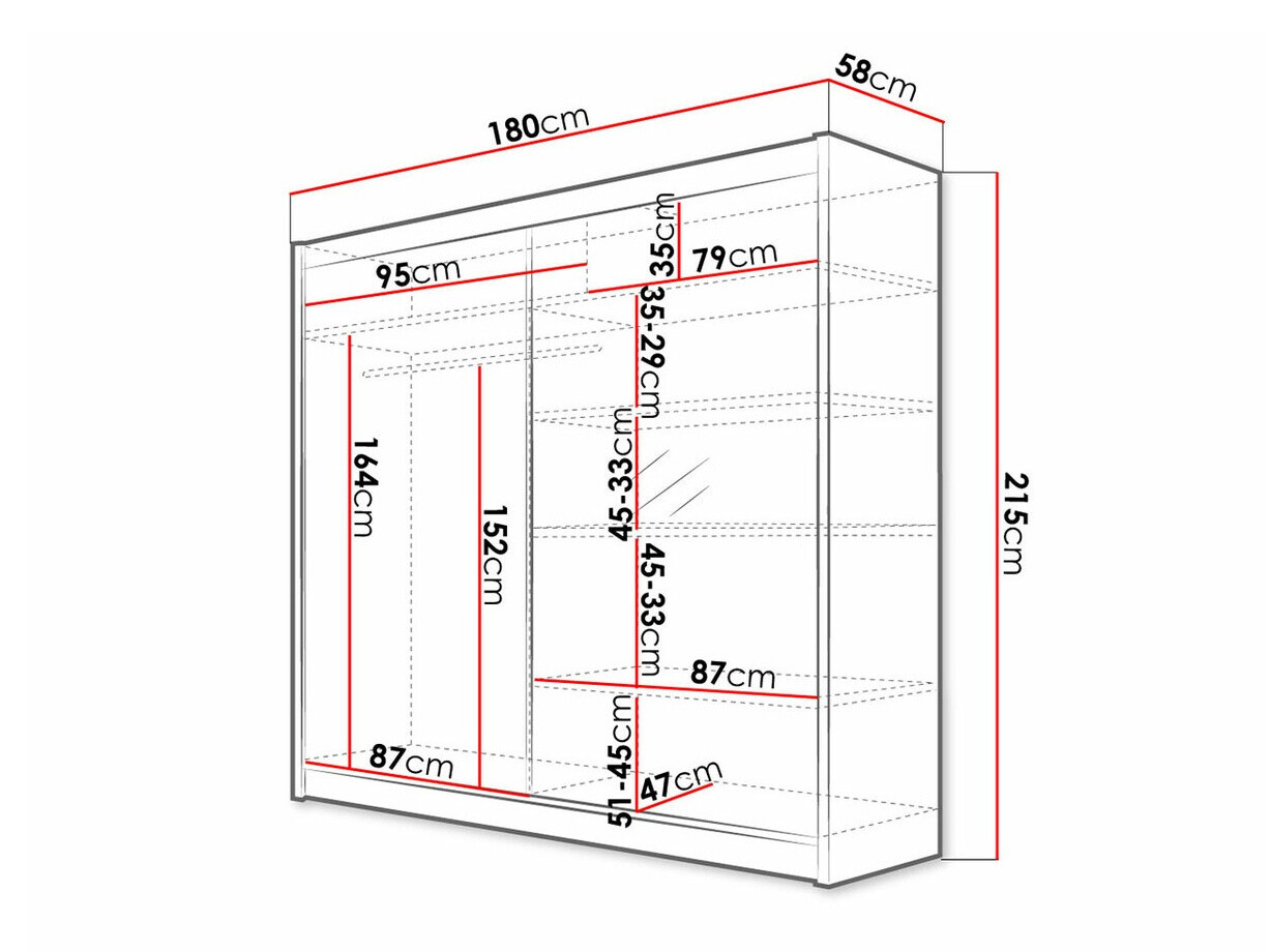 Kledingkast Closico 137 (Zwart + Artisan eiken)