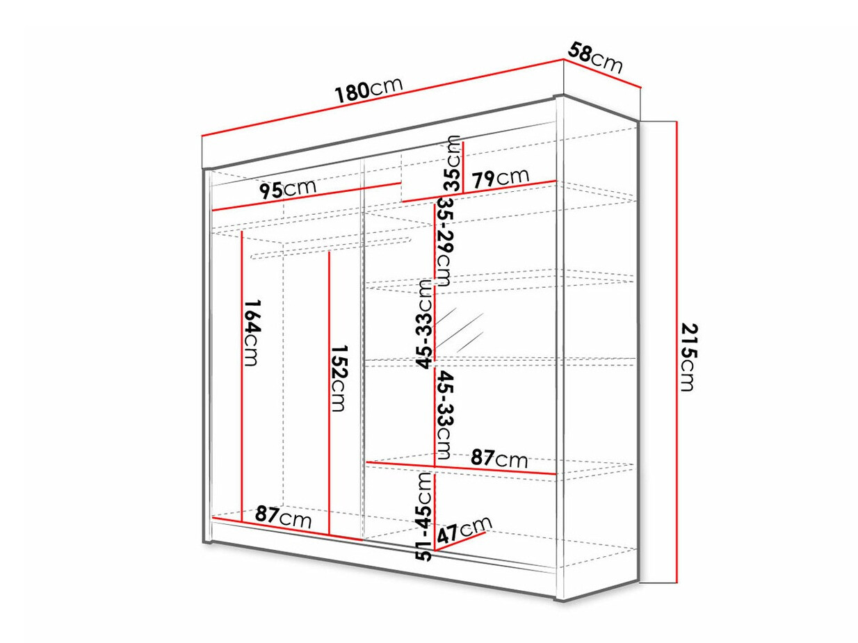 Kledingkast Closico 137 (Zwart + Artisan eiken)