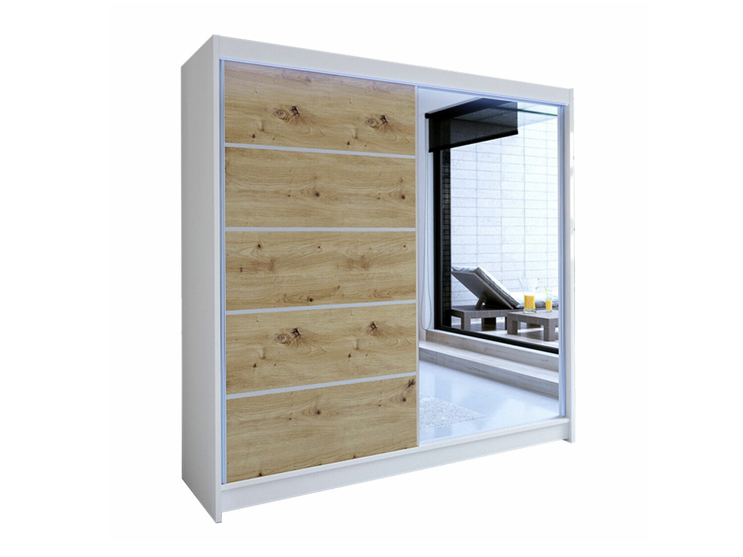 Kledingkast Closico 142 (Wit + Artisan eiken)