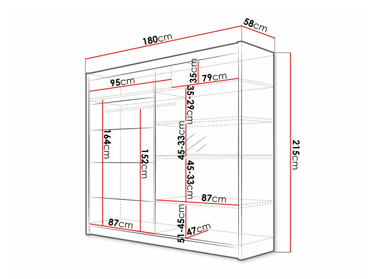 Kledingkast Closico 142 (Zwart + Artisan eiken)