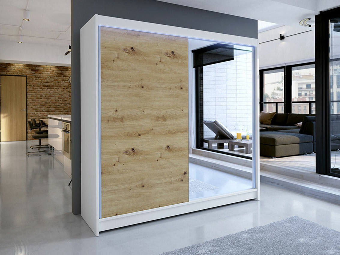 Kledingkast Closico Cavaris I (Wit + Artisan eiken)
