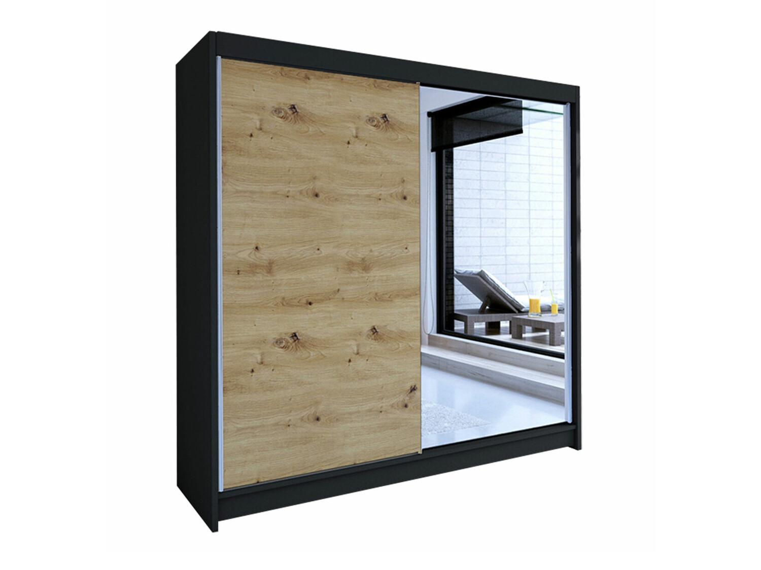 Kledingkast Closico Cavaris I (Zwart + Artisan eiken)