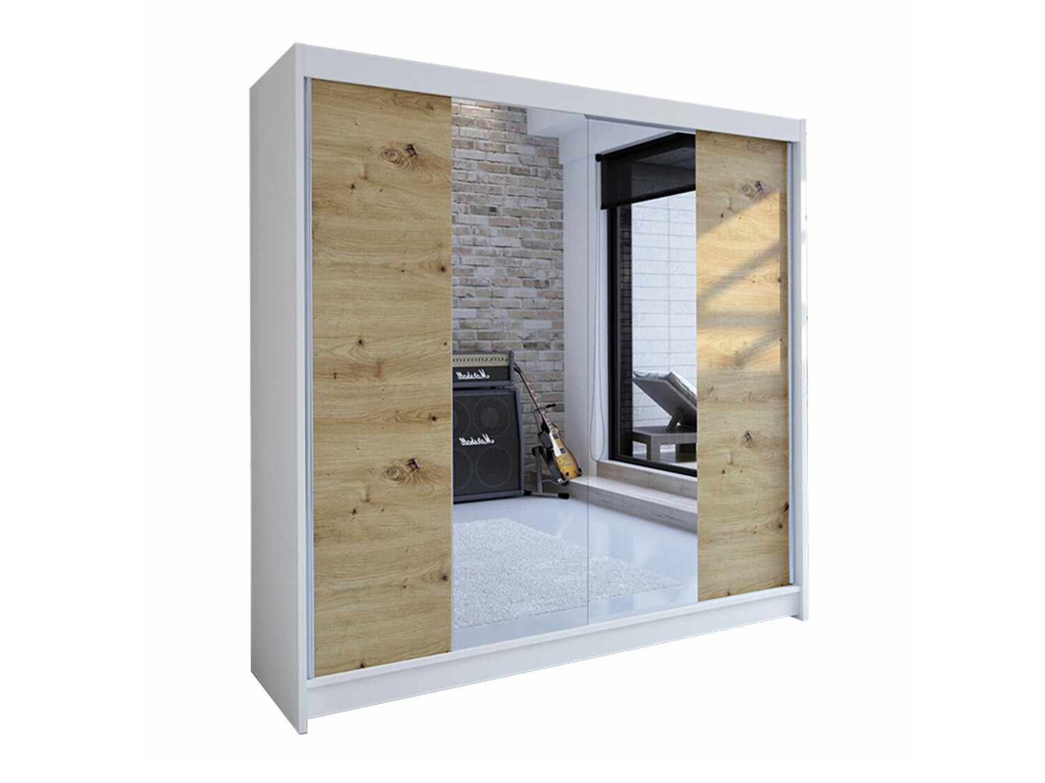 Kledingkast Closico Cavaris II (Wit + Artisan eiken)