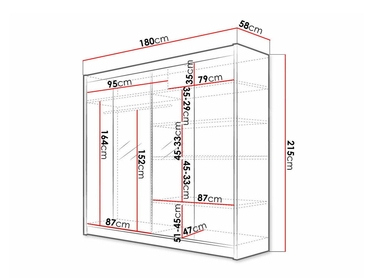 Kledingkast Closico Cavaris II (Zwart + Artisan eiken)