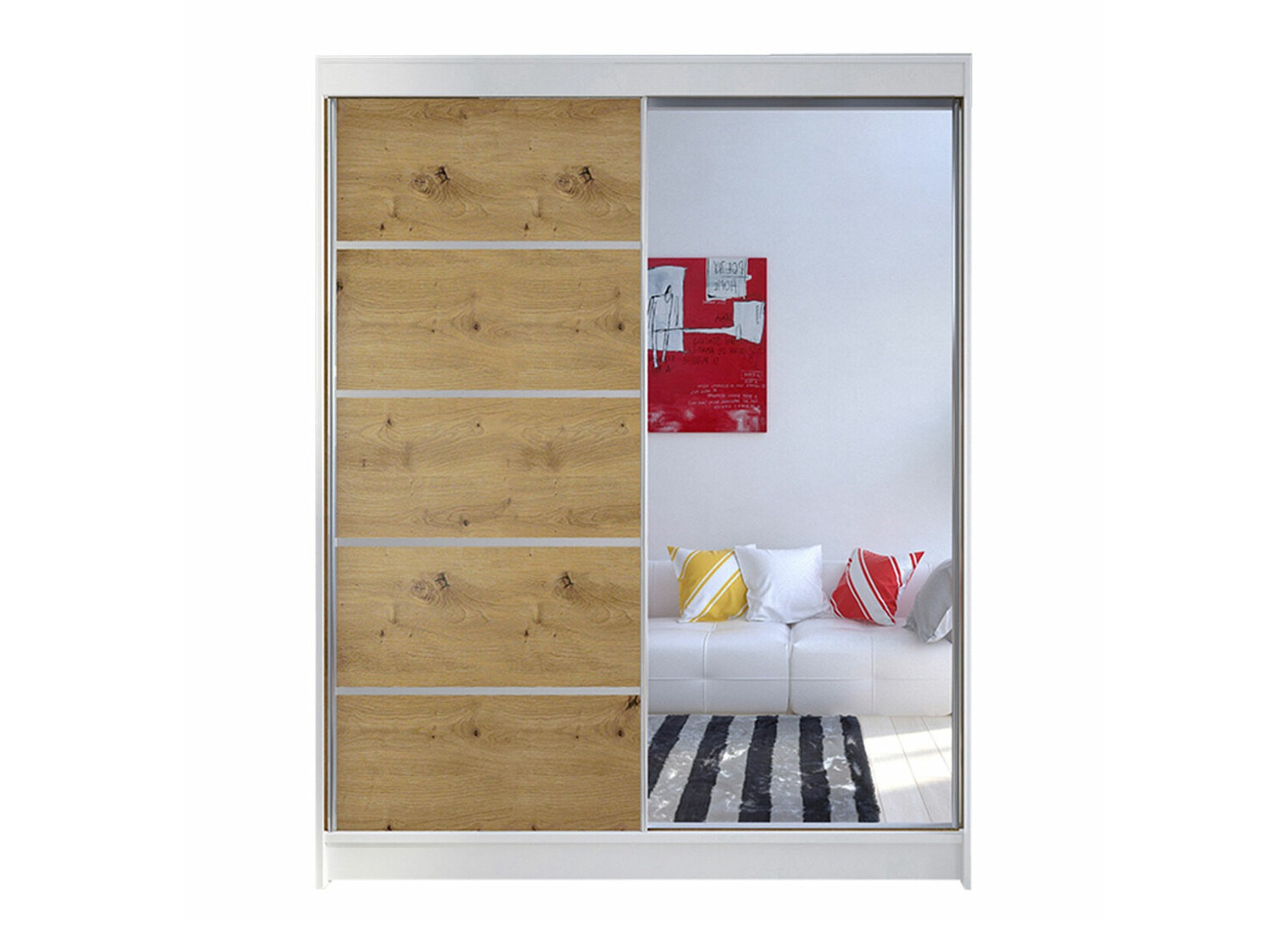 Kledingkast Closico Vastor III (Wit + Artisan eiken)
