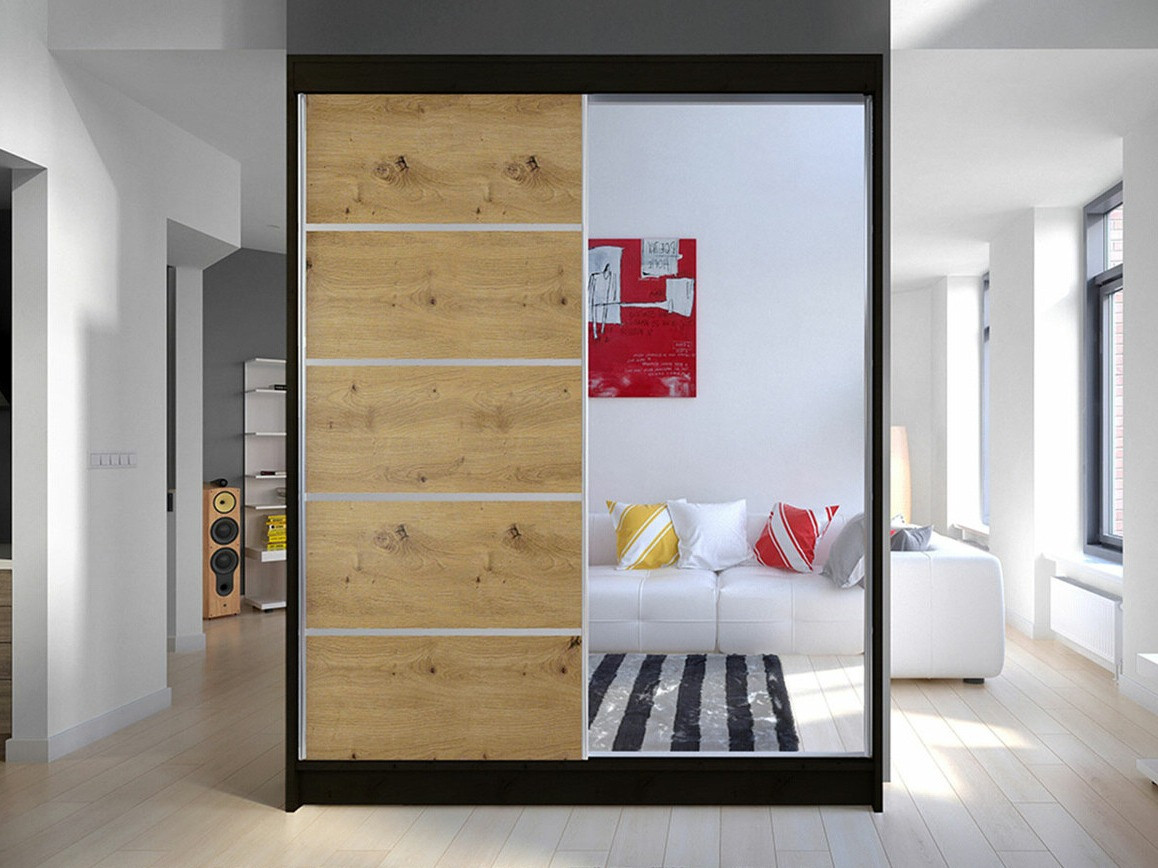 Kledingkast Closico Vastor III (Zwart + Artisan eiken)