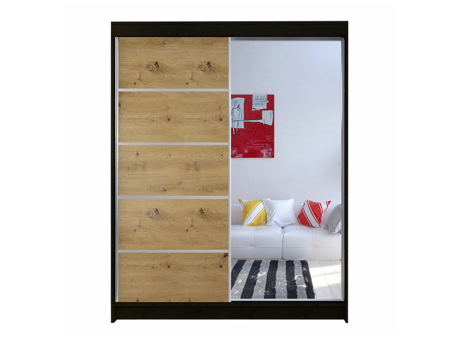 Kledingkast Closico Vastor III (Zwart + Artisan eiken)