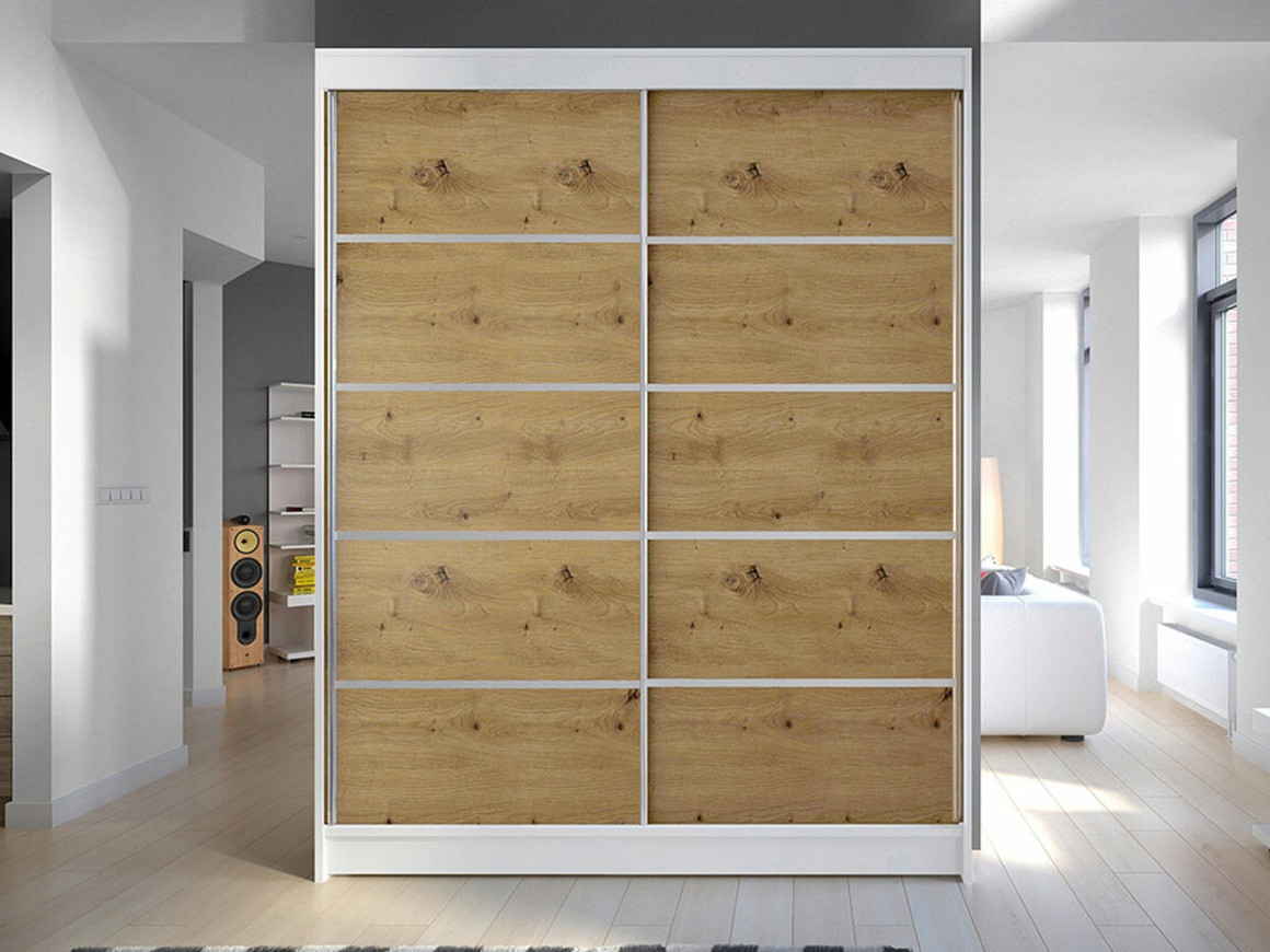 Kledingkast Closico Vastor IV (Wit + Artisan eiken)