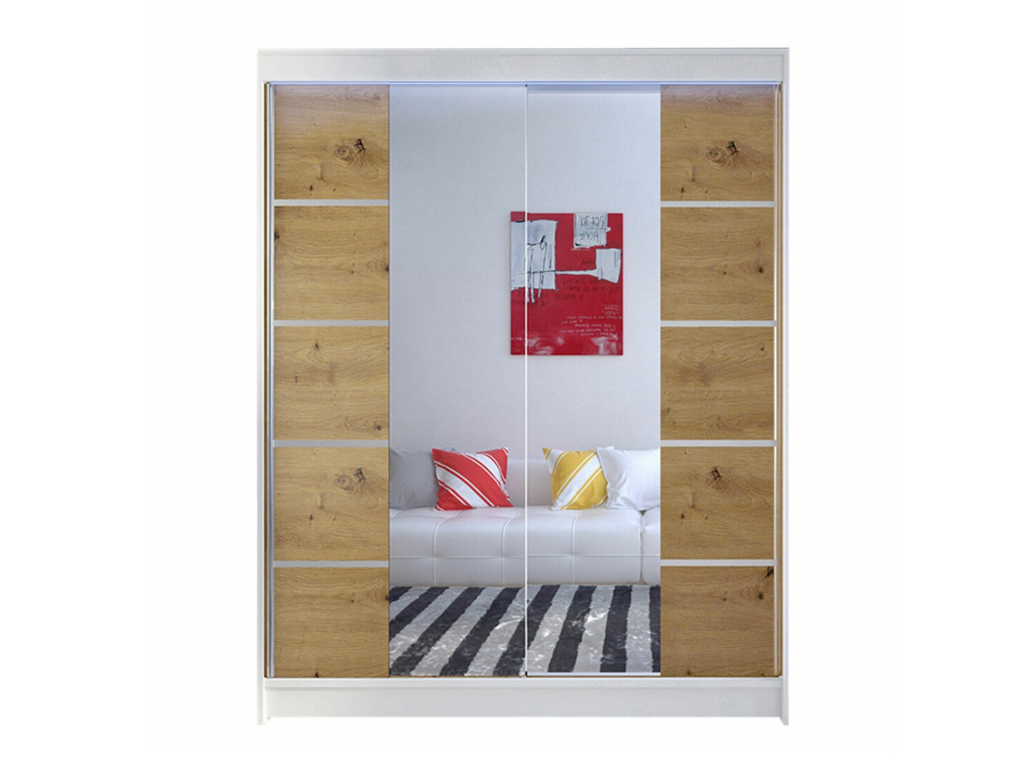 Kledingkast Closico Vastor V (Wit + Artisan eiken)