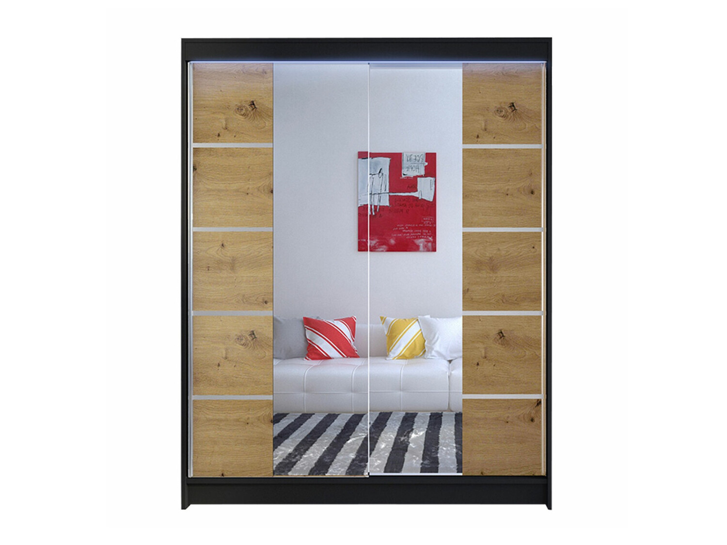 Kledingkast Closico Vastor V (Zwart + Artisan eiken)