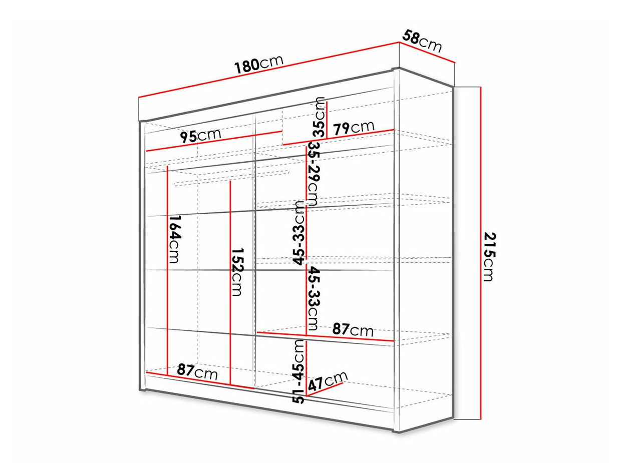 Kledingkast Closico 153 (Wit + Artisan eiken)