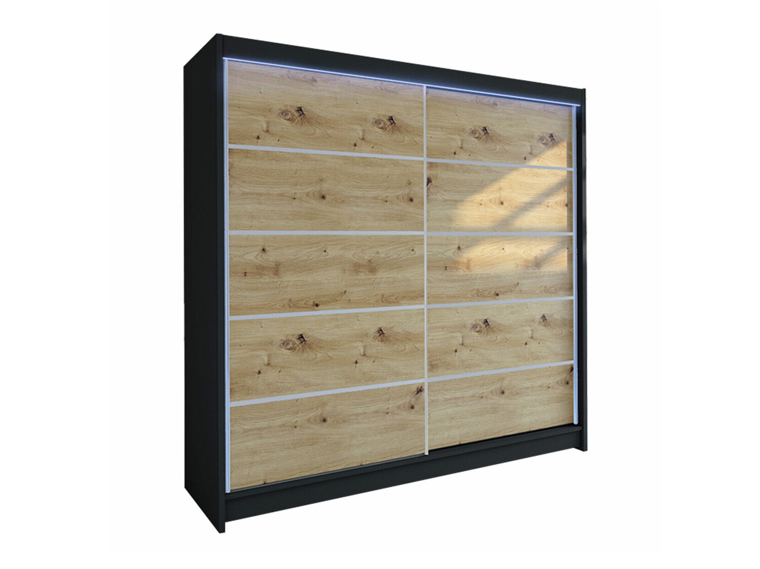 Kledingkast Closico 153 (Zwart + Artisan eiken)