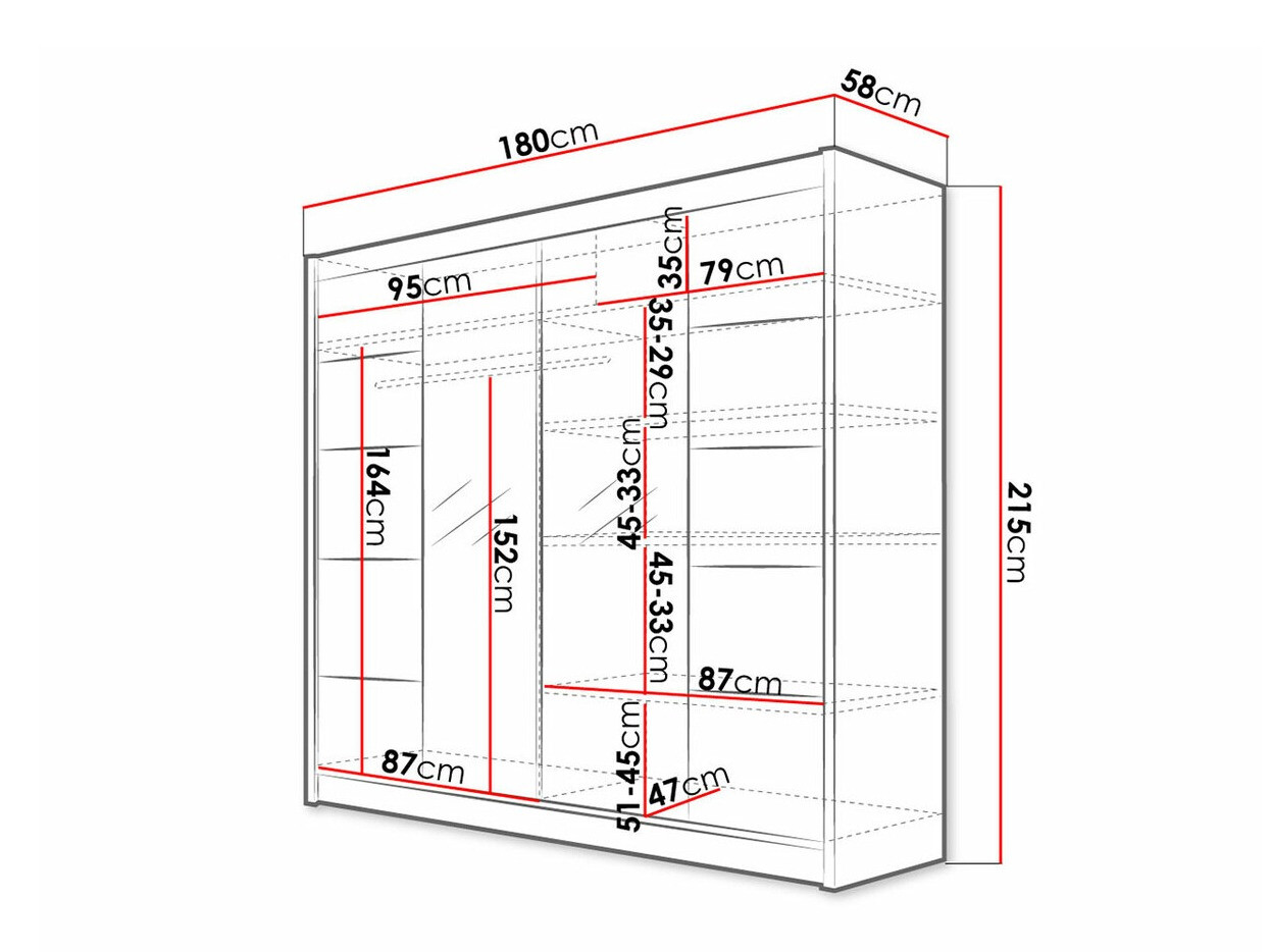Kledingkast Closico 154 (Zwart + Artisan eiken)