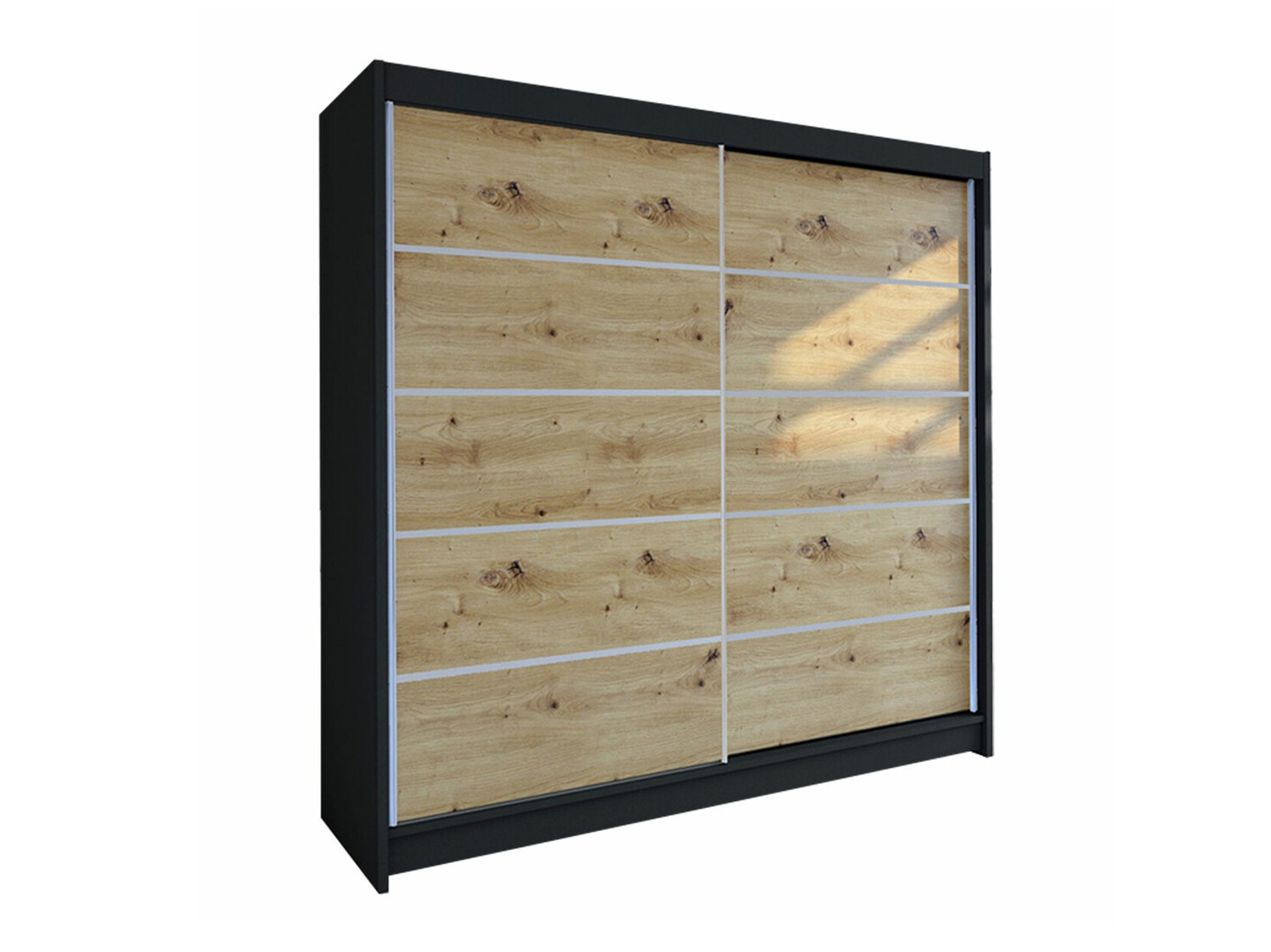 Kledingkast Closico Cavaris IV (Zwart + Artisan eiken)
