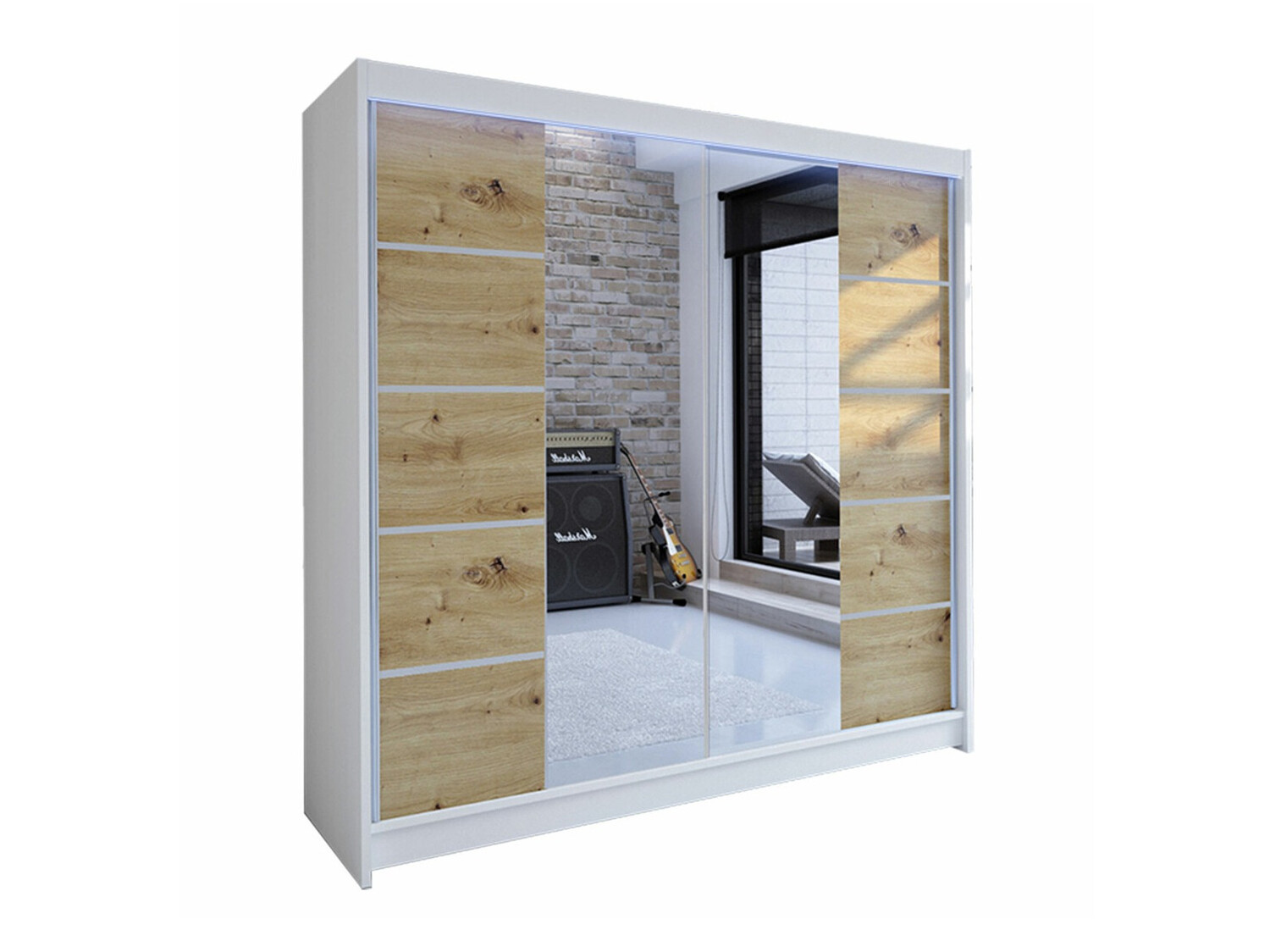 Kledingkast Closico Cavaris V (Wit + Artisan eiken)