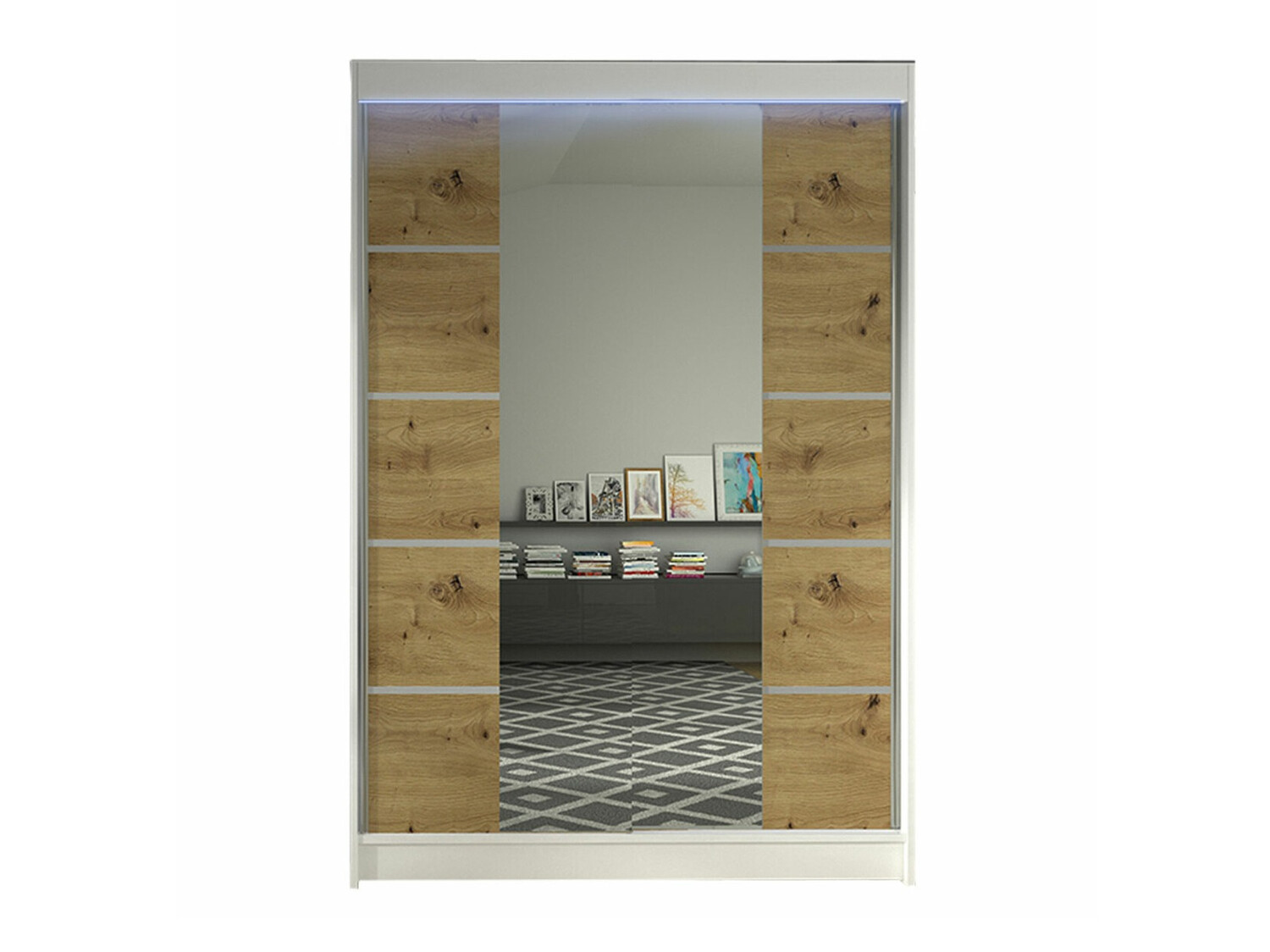 Kledingkast Closico Salvor V (Wit + Artisan eiken)