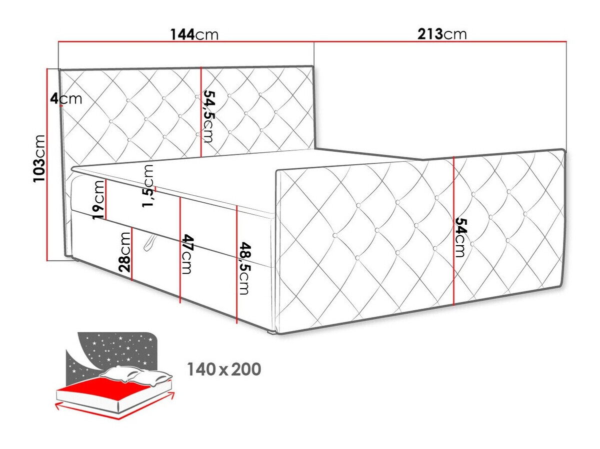 Boxspring Baltimore 158 (Amor Velvet 4303)