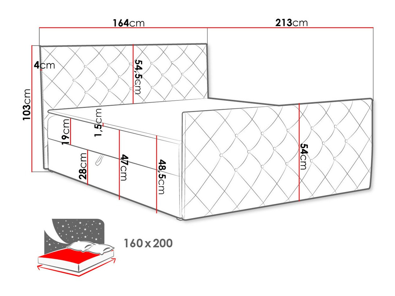 Boxspring Baltimore 158 (Amor Velvet 4303)