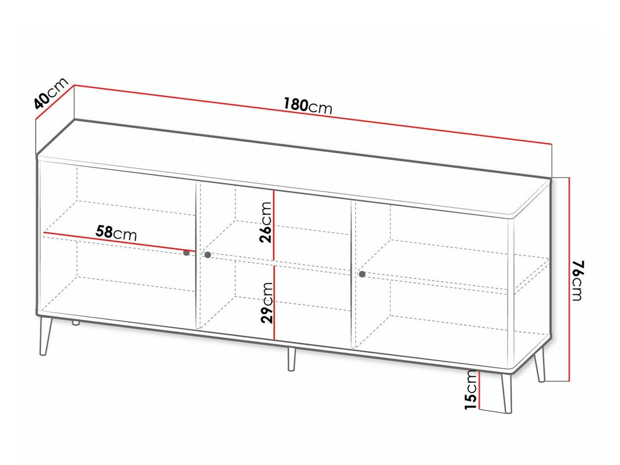 Dressoir Charlotte 154 (Zwart + Gouden)