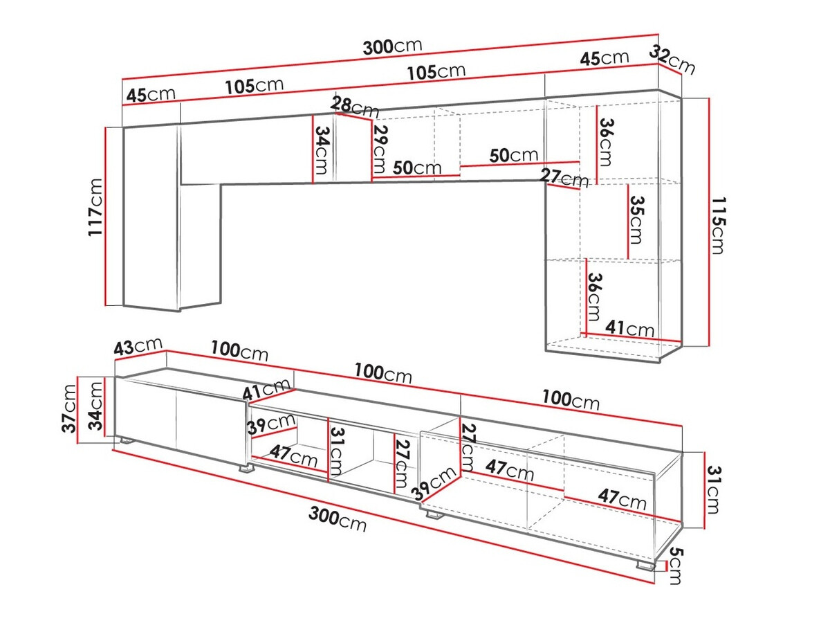 Woonkamerset Tivdalu 143 (Zwart + Glanzend zwart + Artisan eiken)