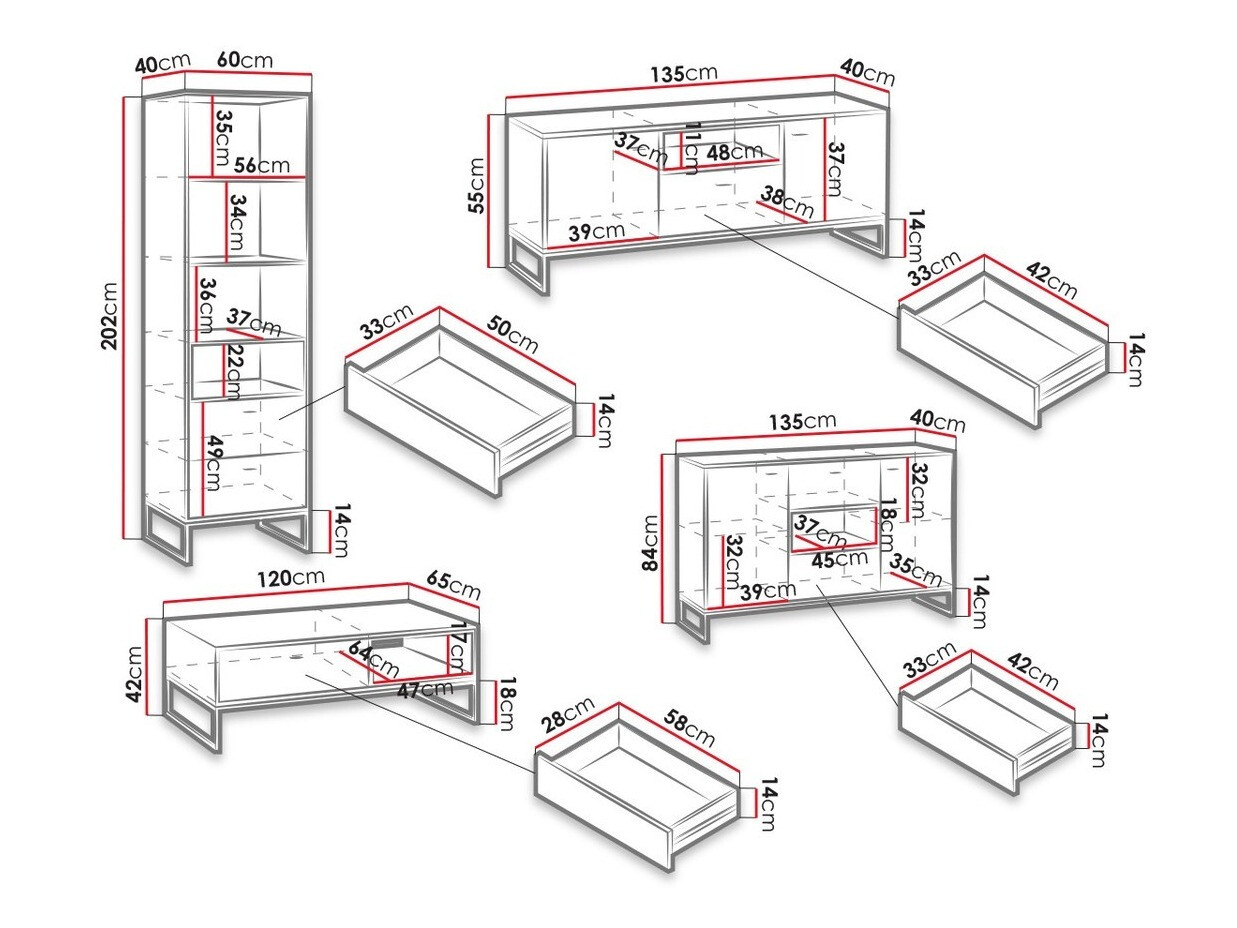 Woonkamerset Baltesi 109 (Wit + Artisan eiken)