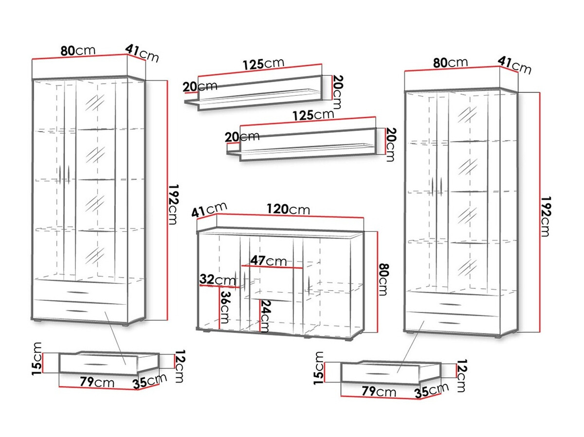 Woonkamerset Tornola 111 (Lefkas eik + Zwart)