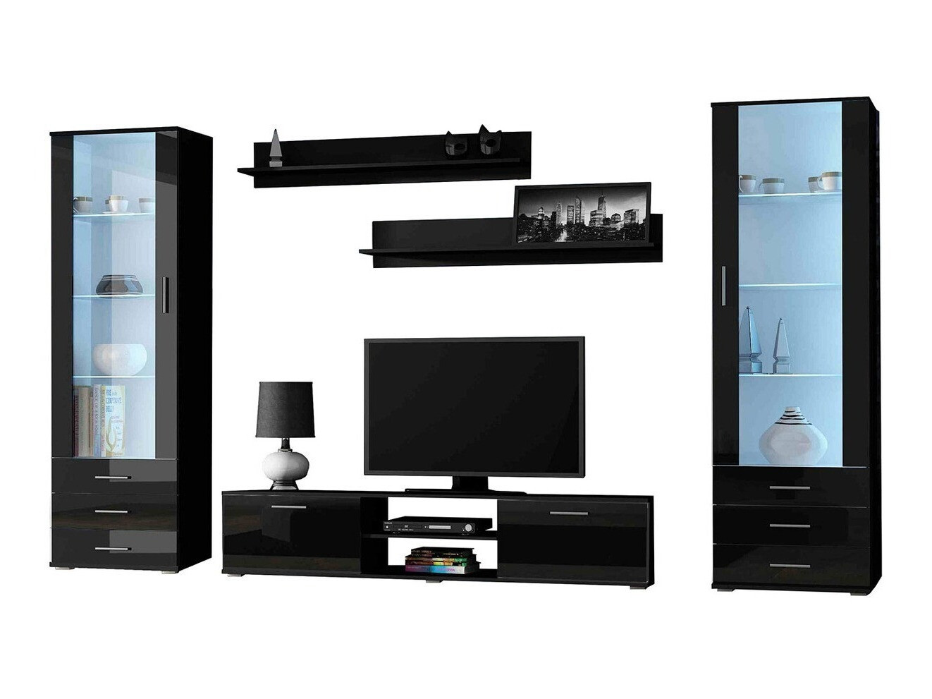Woonkamerset Tornola 109 (Zwart + Glanzend zwart)