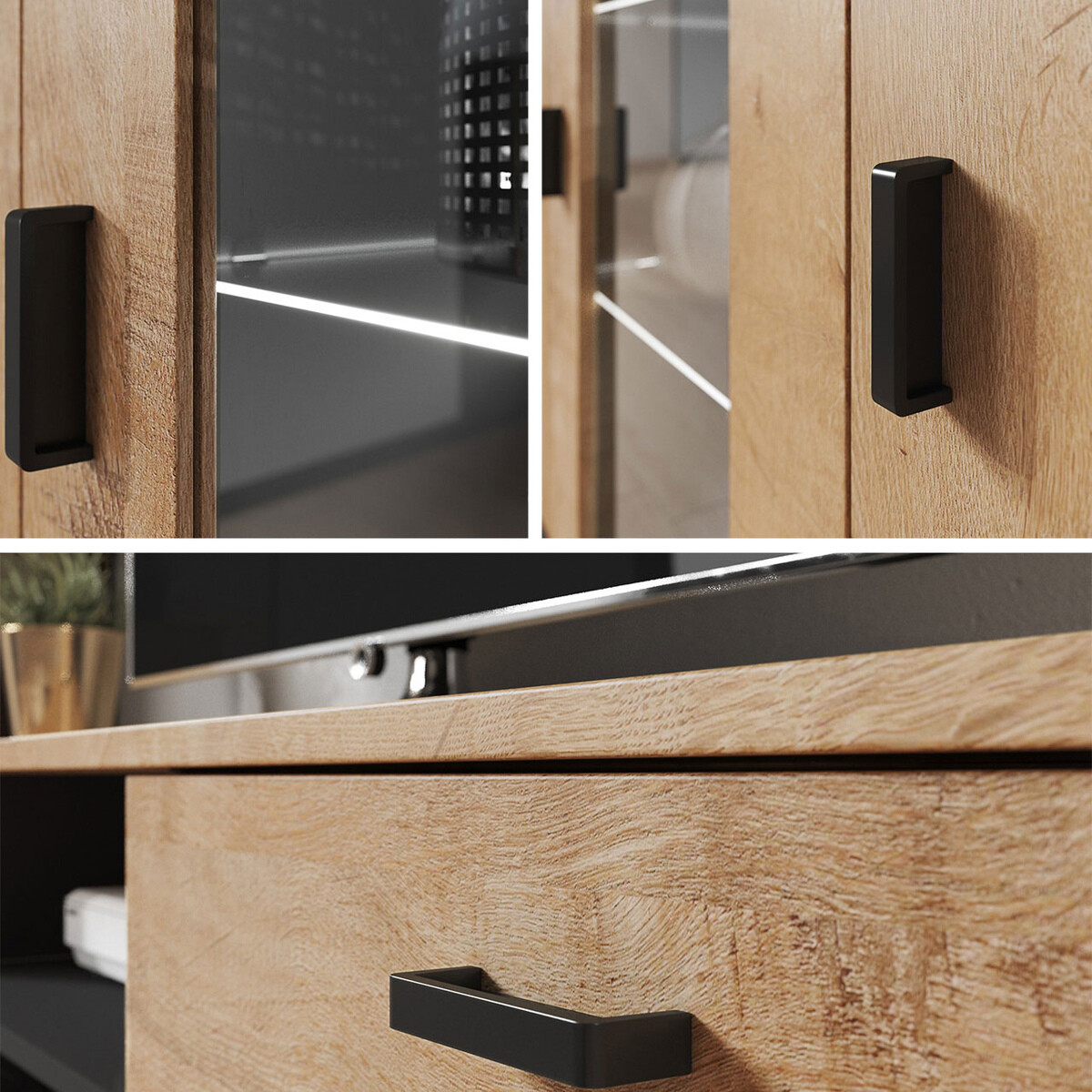 Woonkamerset Tornola 114 (Zwart + Glanzend zwart)