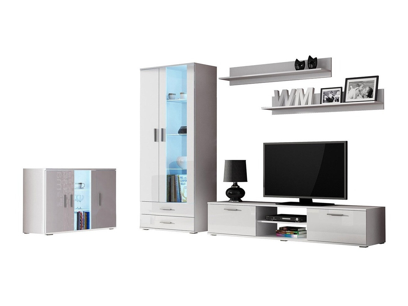 Woonkamerset Tornola 116 (Wit + Glanzend wit)