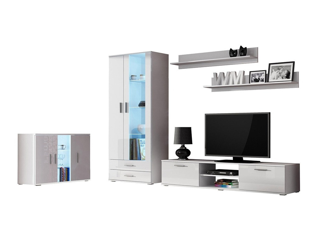 Woonkamerset Tornola 116 (Wit + Glanzend wit)