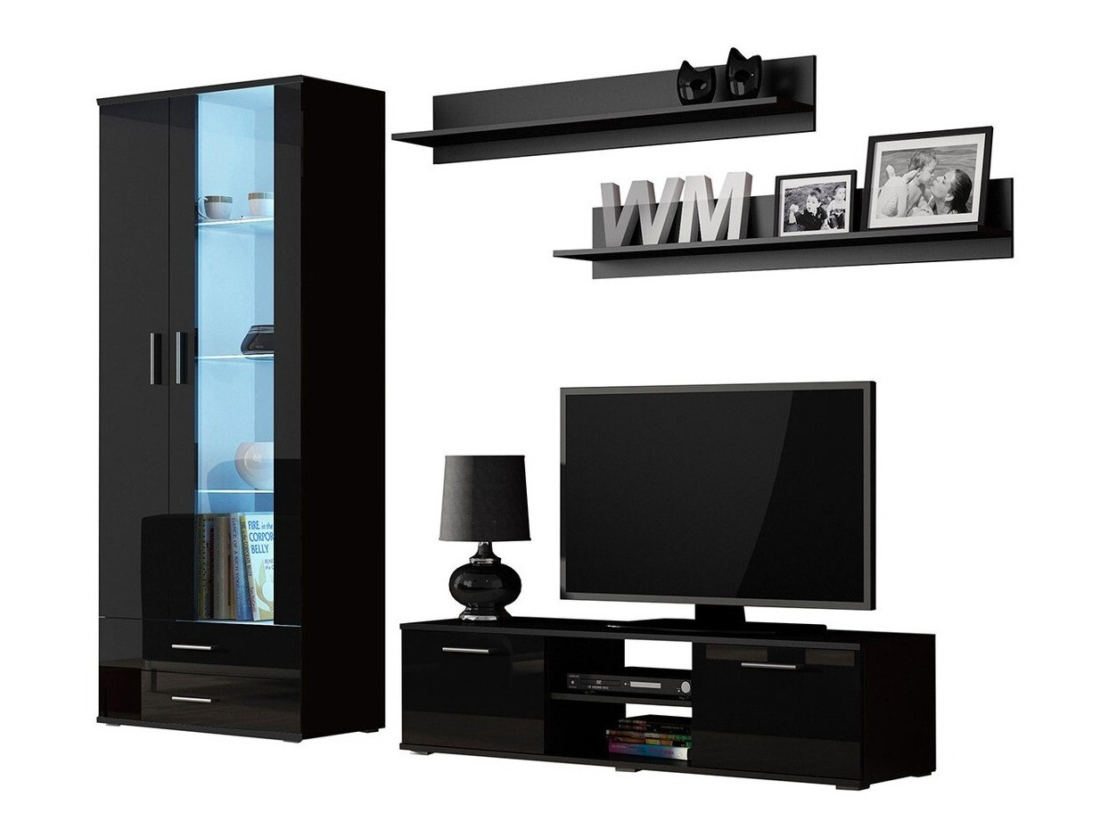 Woonkamerset Tornola 117 (Zwart + Glanzend zwart)