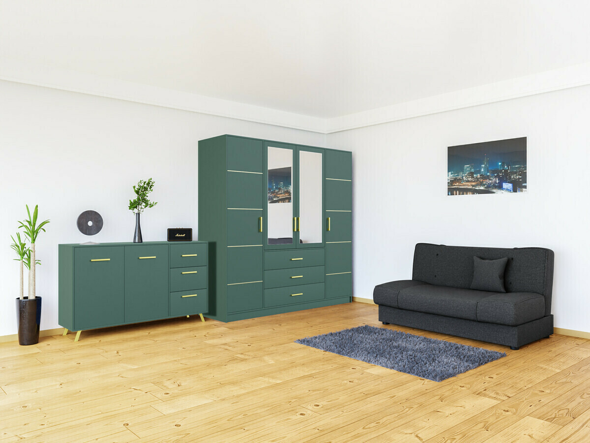 Ladekast Dortivu 118 (Groen + Gouden)