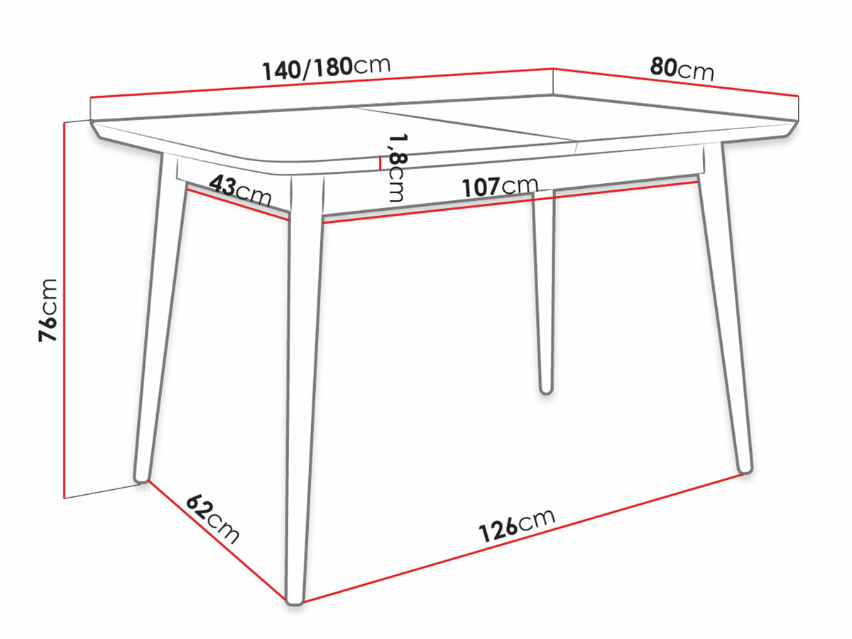 Tafel Racine 131 (Zwart)