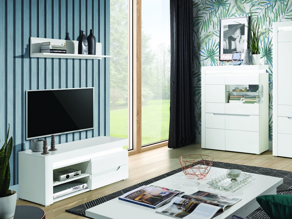 TV-meubel Revelmi 100 (Glanzend wit + Wit)