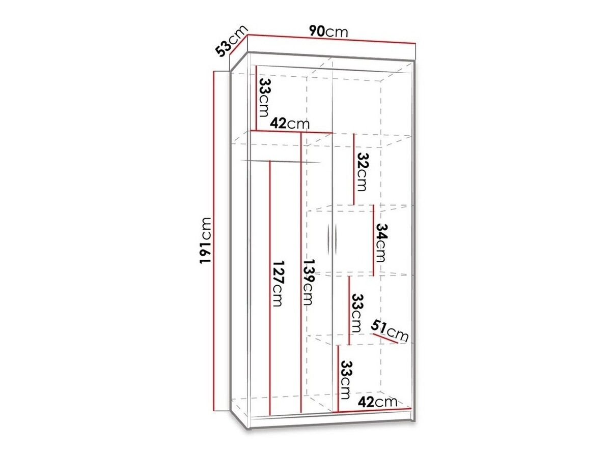 Kledingkast Novduni 100 (Lefkas eik)