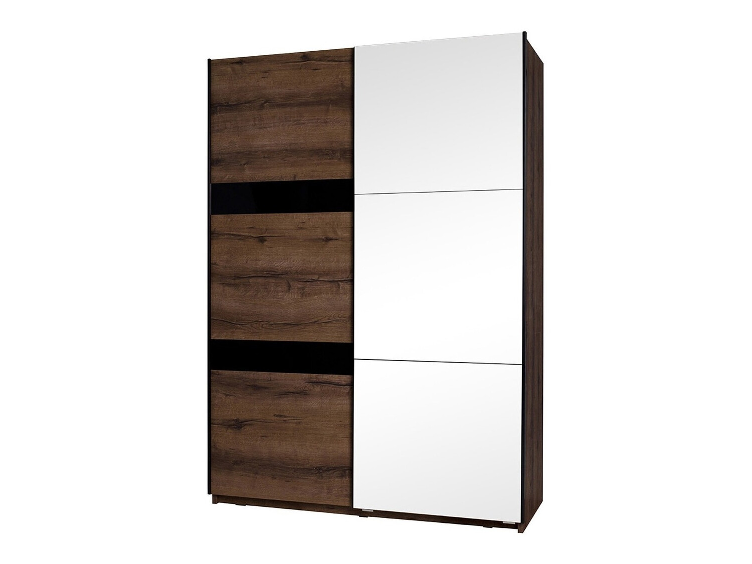 Kledingkast Fivelbo 109 (Klooster eik + Glanzend zwart)