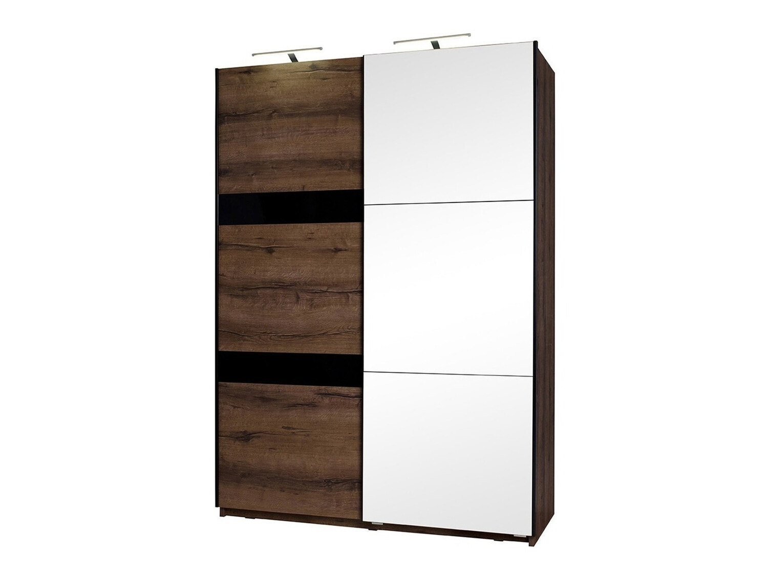 Kledingkast Fivelbo 109 (Klooster eik + Glanzend zwart)