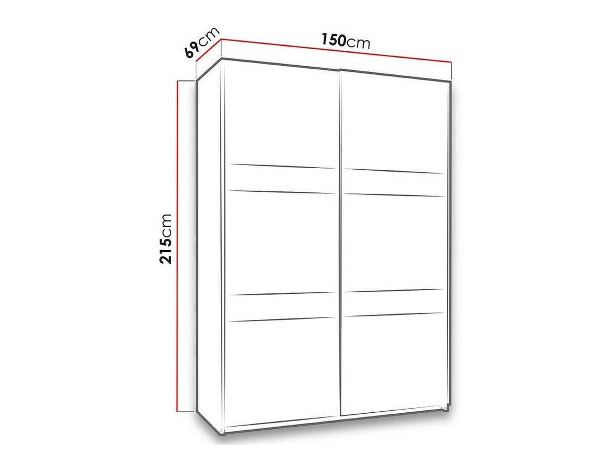 Kledingkast Fivelbo 109 (Klooster eik + Glanzend zwart)