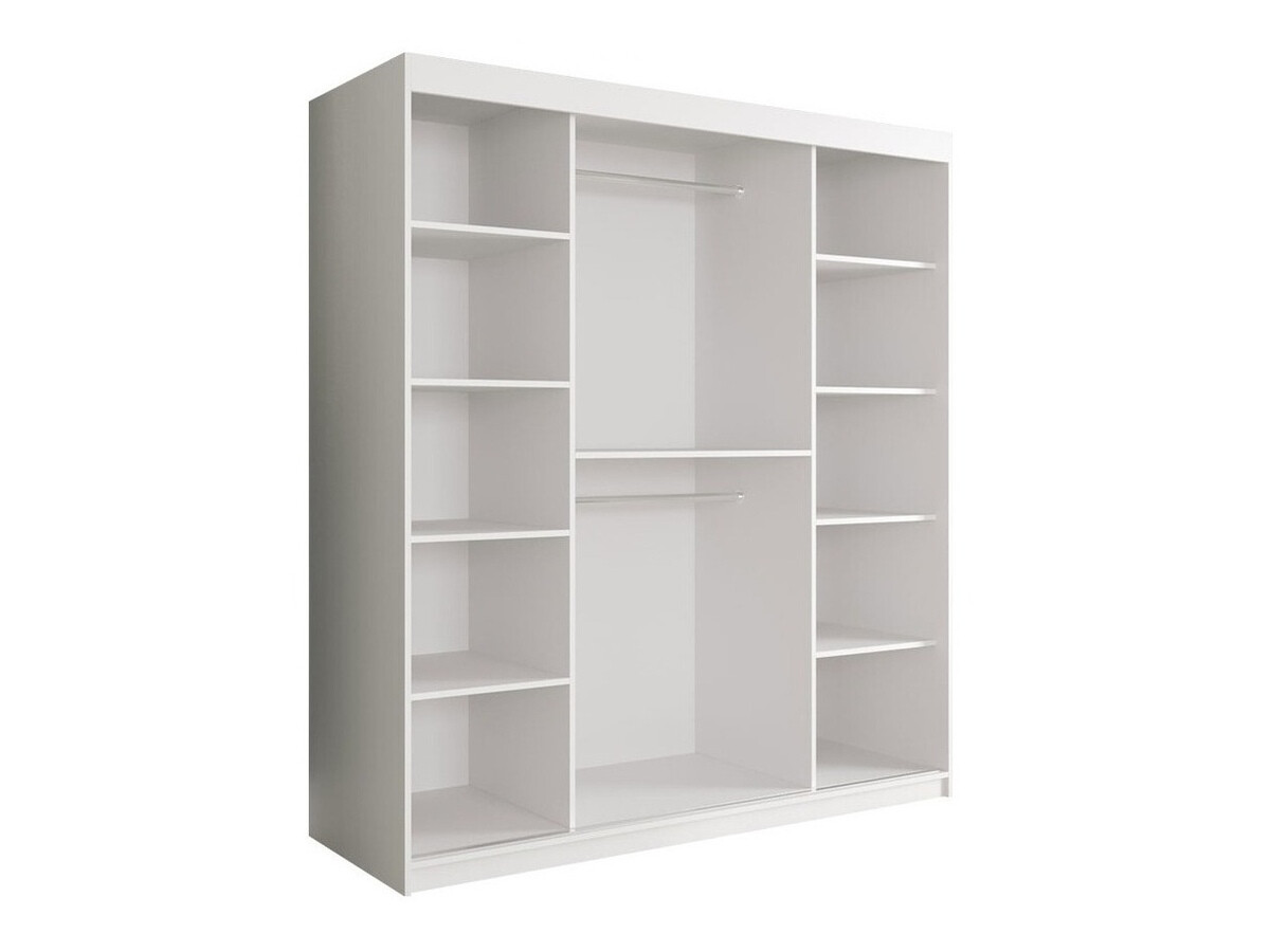 Kledingkast Hartford 261 (Mat wit + Wit marmer)