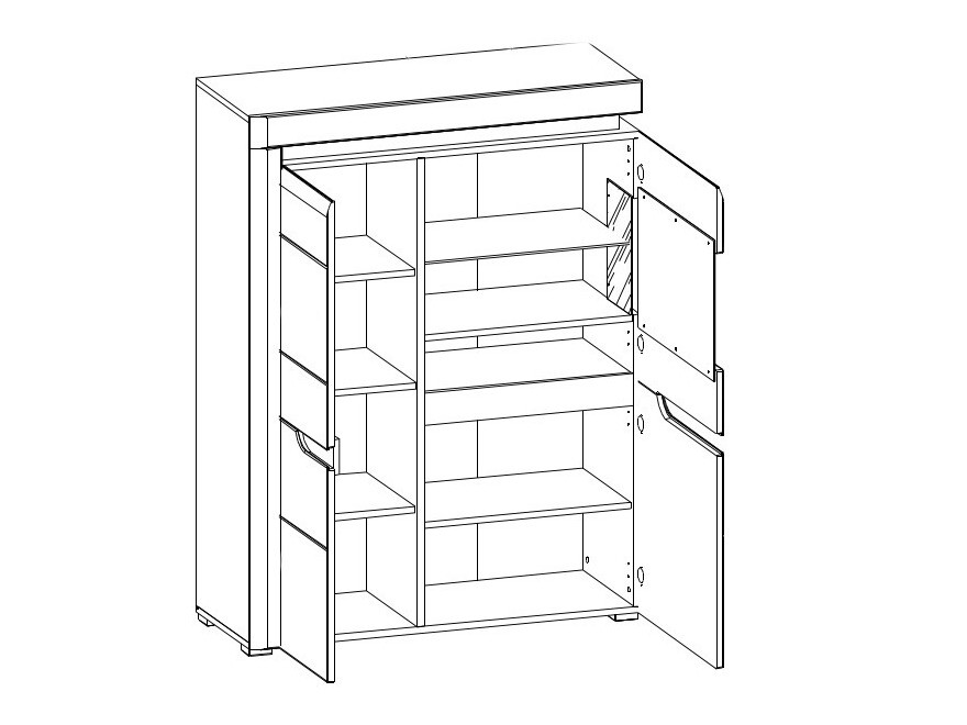 Dressoir Revelmi 104 (Eiken + Glanzend wit)