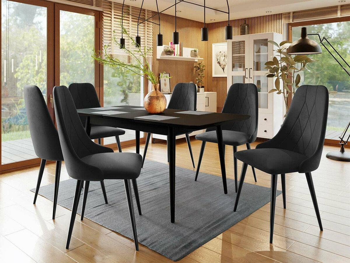 Eetkamerset Racine 125 (Zwart + Magic Velvet 2219)