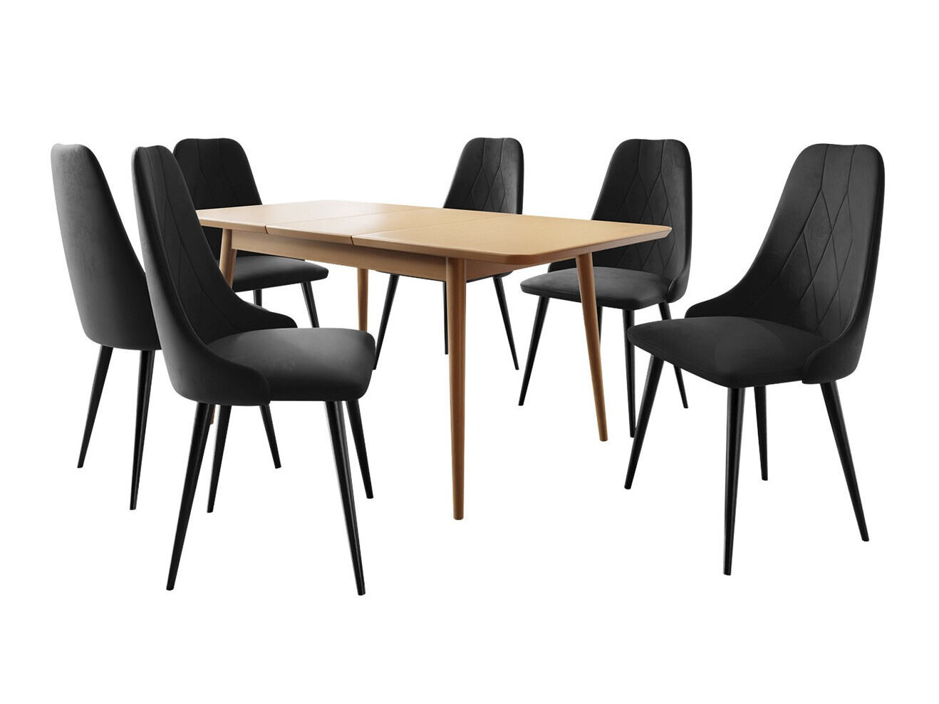 Eetkamerset Racine 125 (Zwart + Magic Velvet 2219)