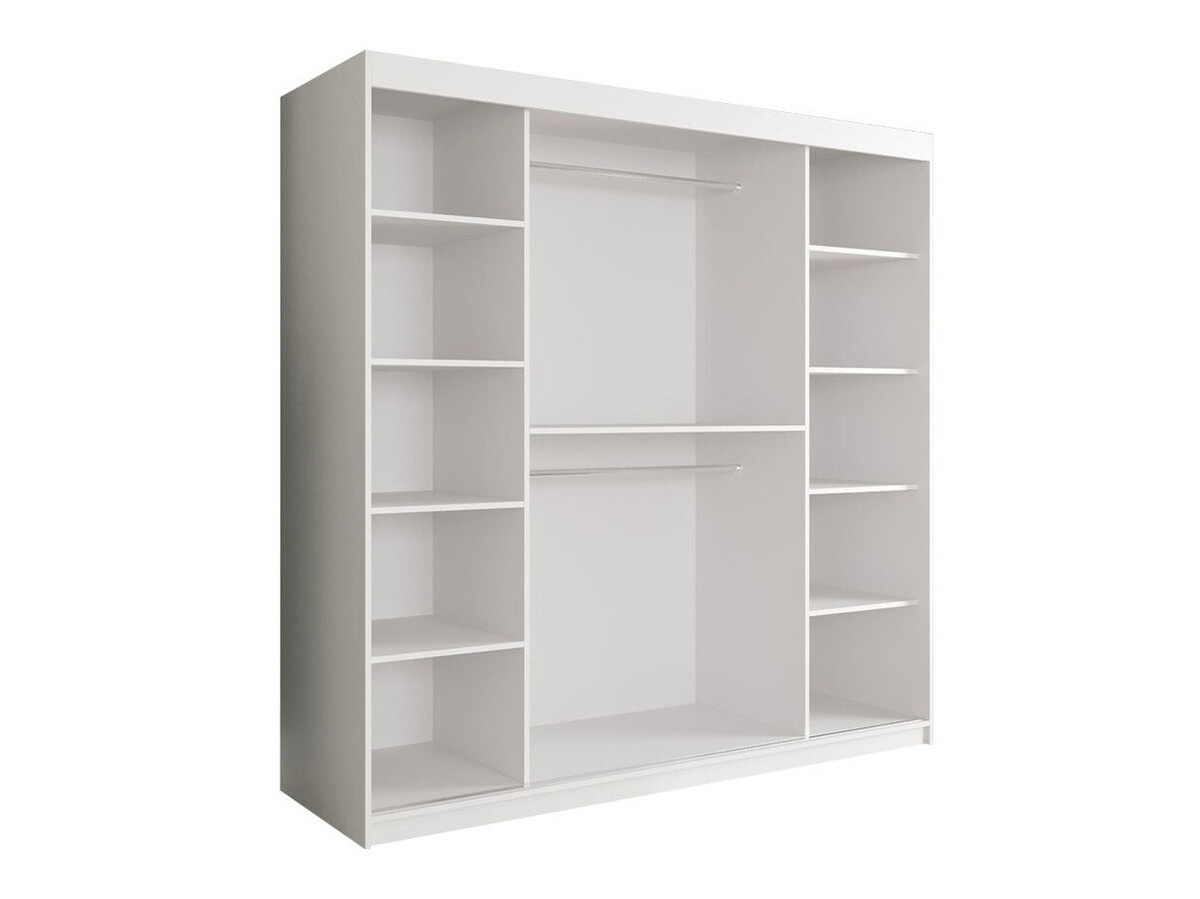 Kledingkast Hartford 250 (Mat wit + Wit marmer)