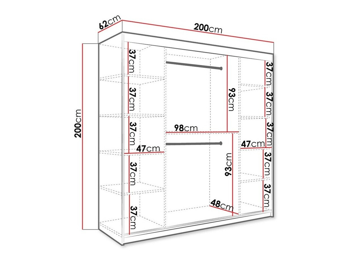 Kledingkast Hartford 250 (Mat wit + Wit marmer)