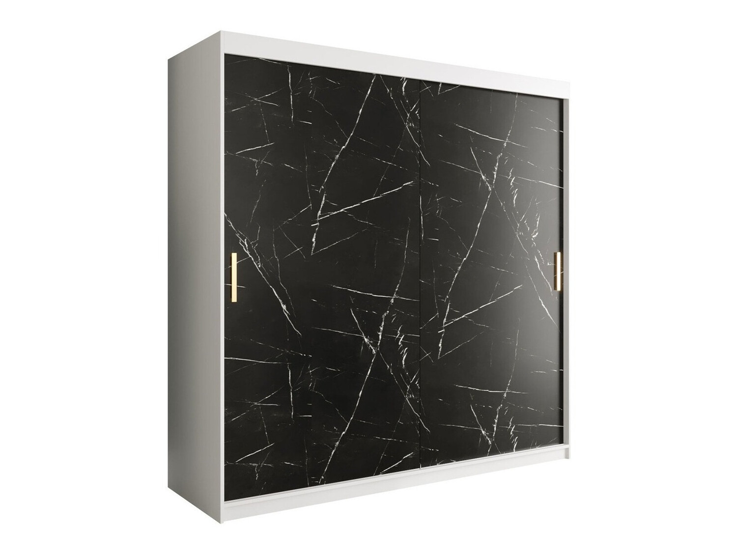 Kledingkast Hartford 250 (Mat wit + Zwart marmer)