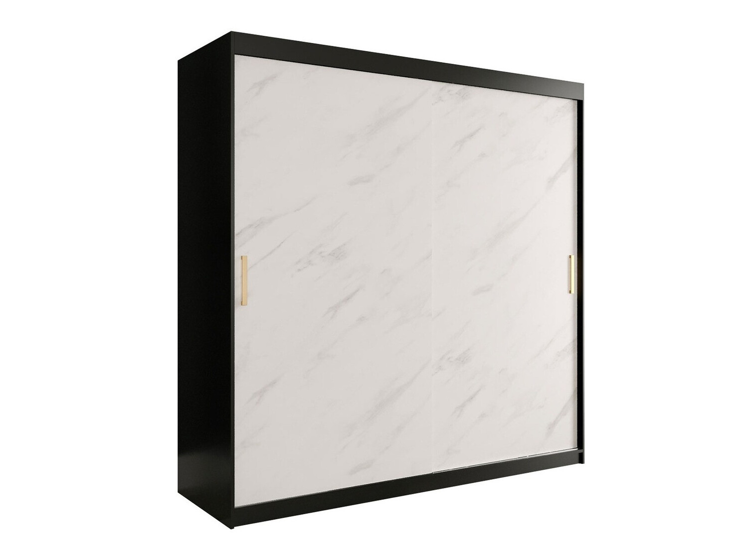 Kledingkast Hartford 250 (Matzwart + Wit marmer)